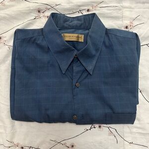 Tricots St Raphael button down shirt/ blue/ men SZ Large/ 100% cotton